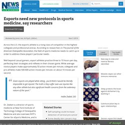 Esports need new protocols in sports medicine, say researchers
