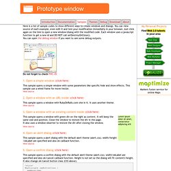 Prototype Window Class : Samples