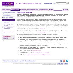 Provenance research (The John Rylands University Library - The University of Manchester)
