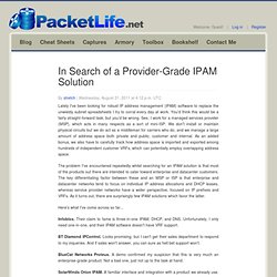 In Search of a Provider-Grade IPAM Solution