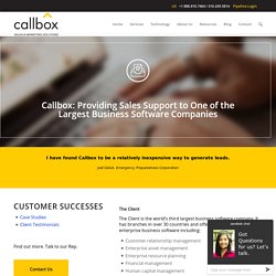 Callbox: Providing Sales Support to One of the Largest Business Software Companies - B2B Lead Generation Company Malaysia
