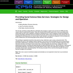 Providing Social Science Data Services: Strategies for Design and Operation