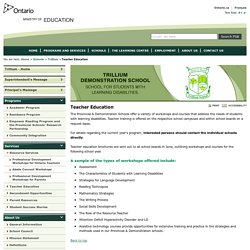 Ontario Ministry of Education - Teacher Education