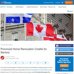 Provincial Home Renovation Credits for Seniors