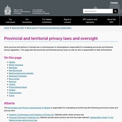 Provincial and territorial privacy laws and oversight