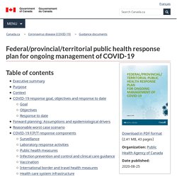 Federal/provincial/territorial public health response plan for ongoing management of COVID-19