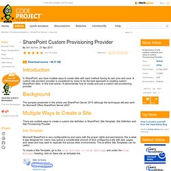 SharePoint Custom Provisioning Provider