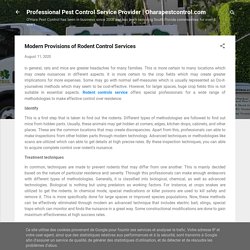 Modern Provisions of Rodent Control Services