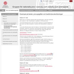 Exempel på texter, provuppgifter och bedömda elevlösningar - Uppsala universitet