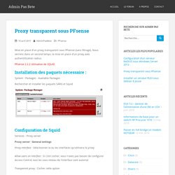 Proxy transparent avec PFsense