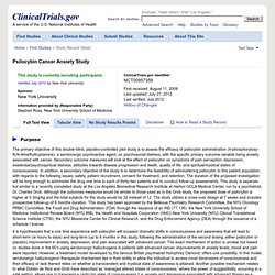 Psilocybin Advanced Cancer Anxiety Study