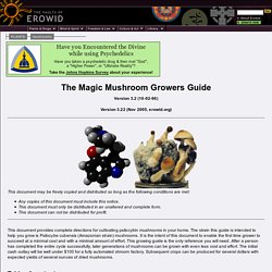 Erowid Psilocybin Mushroom Vaults : The Magic Mushroom Growers Guide