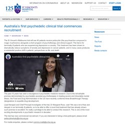 Australia’s first psychedelic clinical trial commences recruitment - St Vincent's Hospital Melbourne
