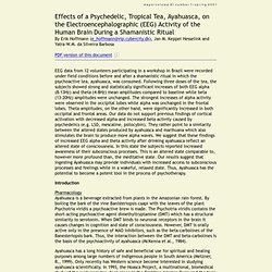 Effects of a Psychedelic, Tropical Tea, Ayahuasca, on the Electroencephalographic (EEG) Activity of the Human Brain During a Shamanistic Ritual