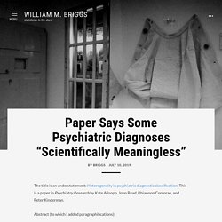 Paper Says Some Psychiatric Diagnoses “Scientifically Meaningless” – William M. Briggs