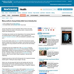 Many authors of psychiatry bible have industry ties - health - 13 March 2012