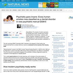 Psychiatry goes insane: Every human emotion now classified as a mental disorder in new psychiatric manual DSM-5