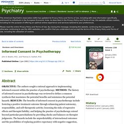 Informed Consent in Psychotherapy