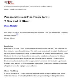 Psychoanalysis and Film Theory Part 1: A New Kind of Mirror by Paula Murphy