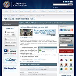 Psychological First Aid: Field Operations Guide