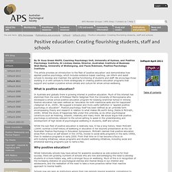 Positive education: Creating flourishing students, staff and schools