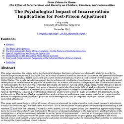 The Psychological Impact of Incarceration: Implications for Post-Prison Adjustment