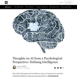 Thoughts on AI from a Psychological Perspective: Defining Intelligence