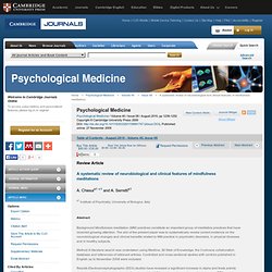 Psychological Medicine - Abstract - A systematic review of neurobiological and clinical features of mindfulness meditations