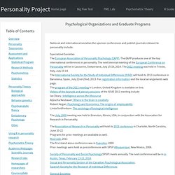 The Personality Project: Psychological Organizations and Graduate Programs
