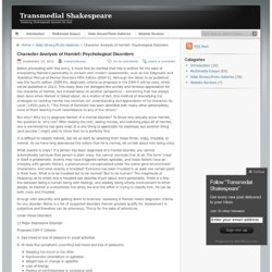 Character Analysis of Hamlet: Psychological Disorders