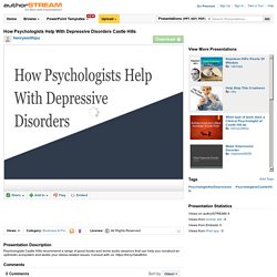 How Psychologists Help With Depressive Disorders Castle Hills