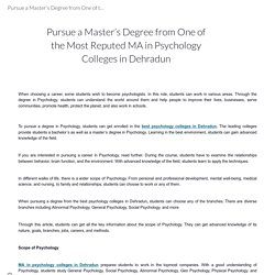 Pursue a Master’s Degree from One of the Most Reputed MA in Psychology Colleges in Dehradun