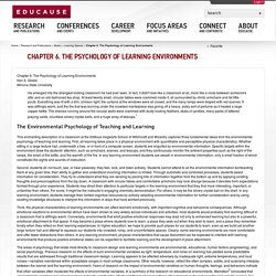 Chapter 6. The Psychology of Learning Environments
