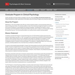 Graduate Program in Clinical Psychology » Department of Psychology
