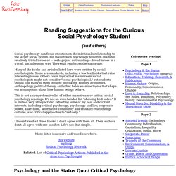 Social Psychology Reading Suggestions
