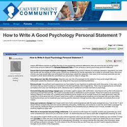 How to Write A Good Psychology Personal Statement ? - Calvert School: Parent Community