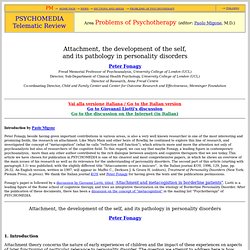 Peter Fonagy, 'Attachment, the development of the self, and its pathology in personality disorders'