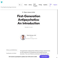 First-Generation Antipsychotics: An Introduction - Psychopharmacology Institute