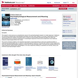 9780415994149: Psychophysiological Measurement and Meaning - AbeBooks - Potter, Robert: 0415994144