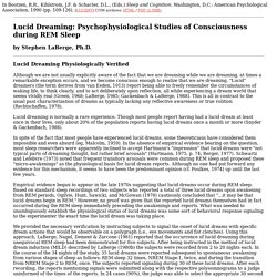 Psychophysiology of Lucid Dreaming