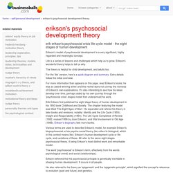 Erik Erikson's Psychosocial Theory of Human Development, eight crisis stages human life-cycle, for teaching and learning, child development