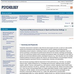 Psychosocial Measurement Issues in Sport and Exercise Settings - Oxford Research Encyclopedia of Psychology
