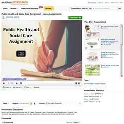 Public Health And Social Care Assignment - Locus Assignments