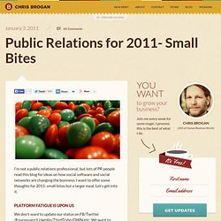 Public Relations for 2011- Small Bites