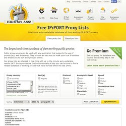 Free Proxy List - Public Proxy Servers (IP PORT) - Hide My Ass! - Custom search #226537