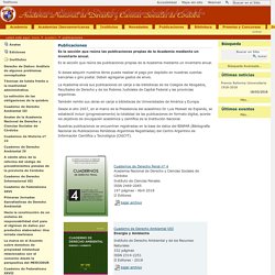 Academia Nacional de Derecho y Ciencias Sociales de Córdoba – Publicaciones