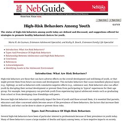 Publication: High Risk Behavior Among Youth