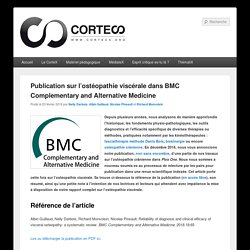 Publication sur l’ostéopathie viscérale dans BMC Complementary and Alternative Medicine