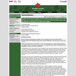Canada: statement on the Séralini publication