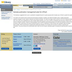 Sample publication management plan for mPach